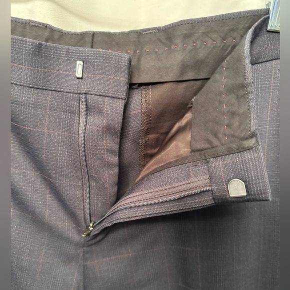 HUGO BOSS Men's TOM 224X Modern-Fit Wool Blend Pants 34R Navy Plaid $198 New - Picture 4 of 11